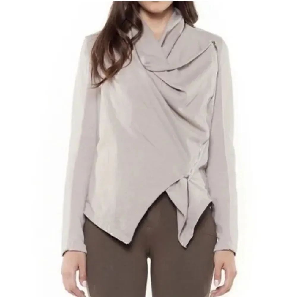 Blank NYC Gray Drapey Vegan Leather Moto Jacket Women’s XS